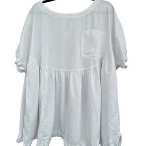 We the Free Oversized white linen top